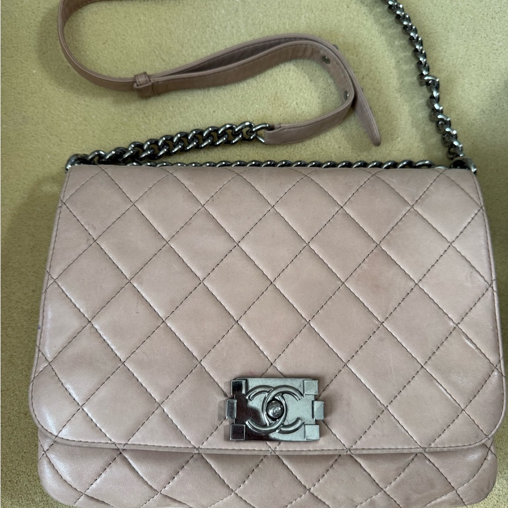 Chanel Quilted Beige Boy Bag